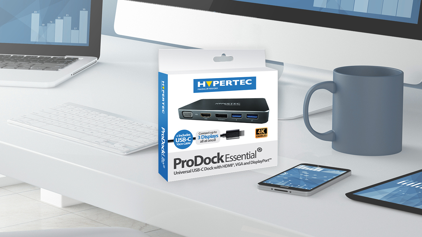 Hypertec ProDock EssentiaI 4K - Universal USB-C Dock with HDMI,VGA and DisplayPort – image 4