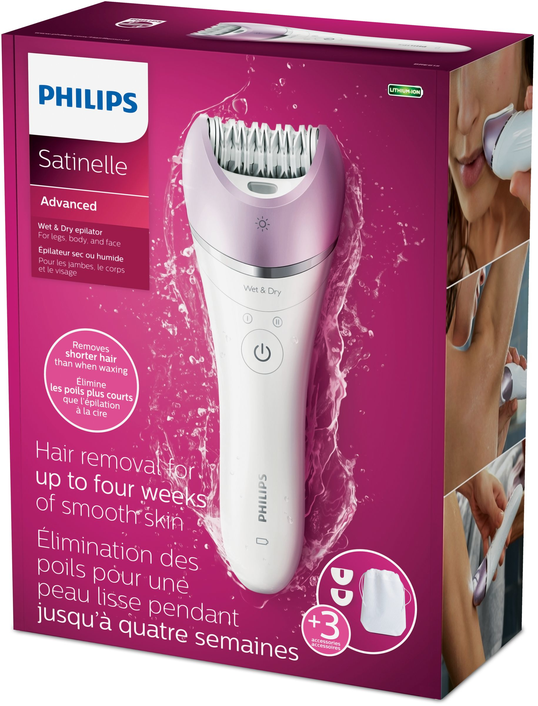 Philips Satinelle Advanced BRE615/00 epilator 32 tweezers Pink, White – image 4