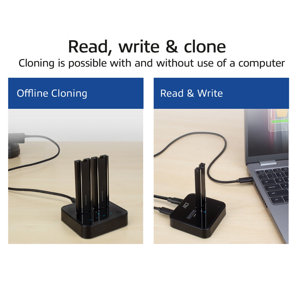 ACT M.2 NVMe/PCIe dual SSD docking clone station, USB-C 3.2 Gen2 – image 7