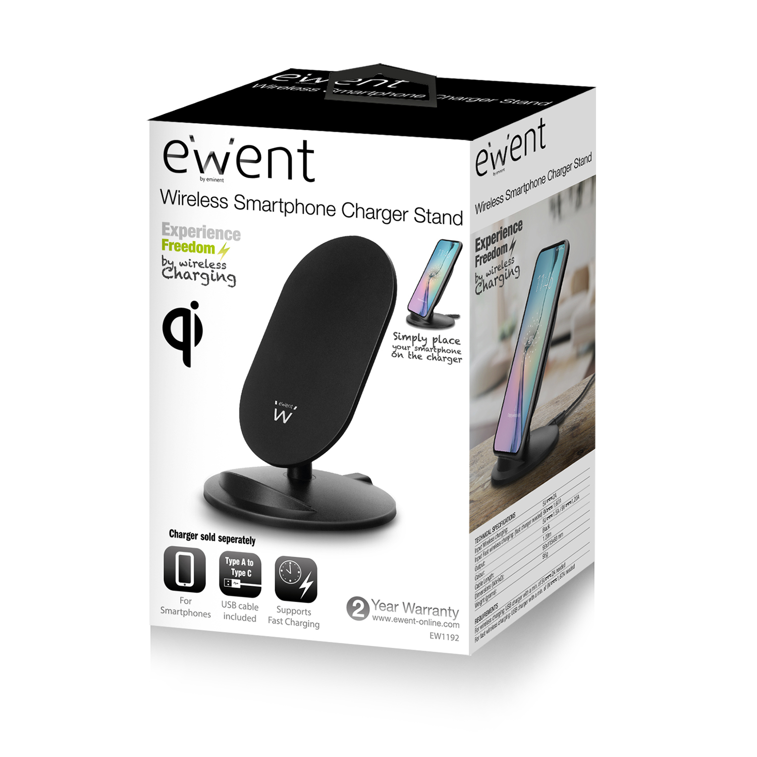 Ewent EW1192 mobile device charger Smartphone Black USB Wireless charging Indoor – image 5