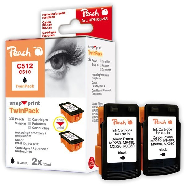 Peach PI100-93 ink cartridge 2 pc(s) Black