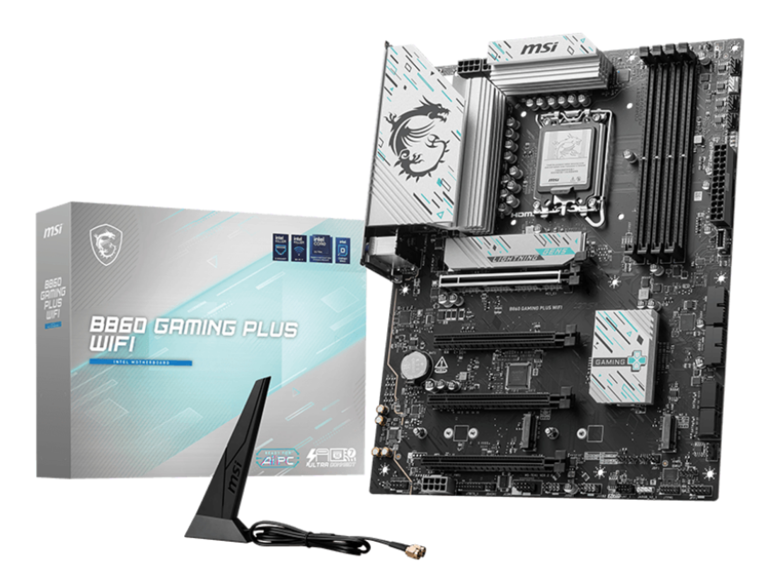 Tarjeta Madre MSI B860 GAMING PLUS WIFI - LGA1851 - 4xDDR5 - 4800/6400/8800(OC)MHz - HDMI - DisplayPort - USB - ATX - B860 GAMING PLUS WIFI