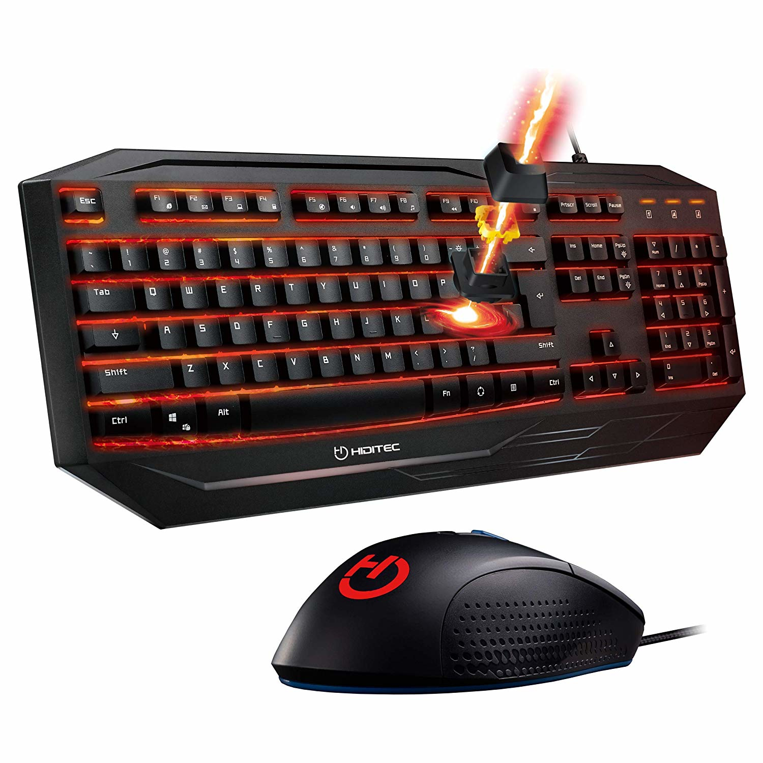 Hiditec GK200+ESUS keyboard Mouse included Gaming USB QWERTY Spanish Black