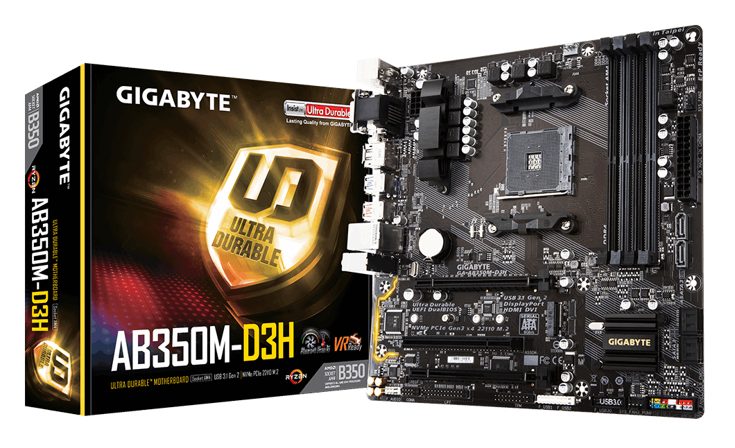 GIGABYTE GA-AB350M-D3H motherboard AMD B350 Socket AM4 micro ATX – image 1