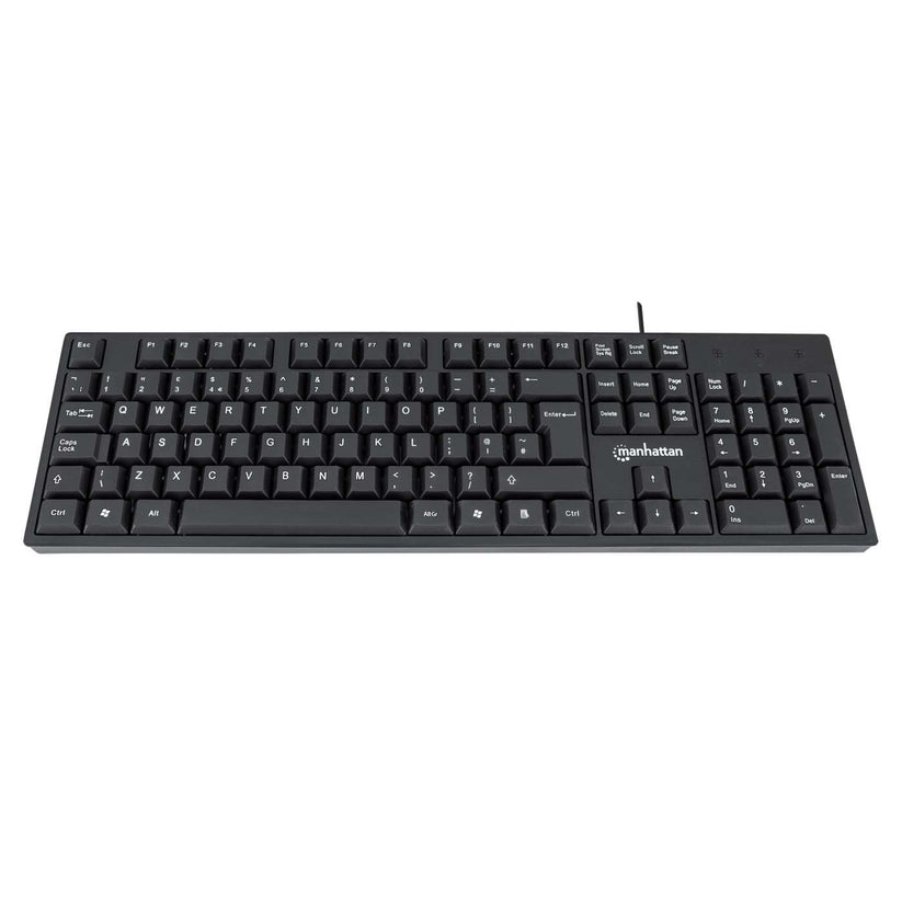 Manhattan Keyboard UK USB Wired, Standard Qwerty layout, Black, Full Size Keys, Cable 1.5m, USB-A connection, Plug and Play, Three Year Warranty, Retail Boxed – image 4