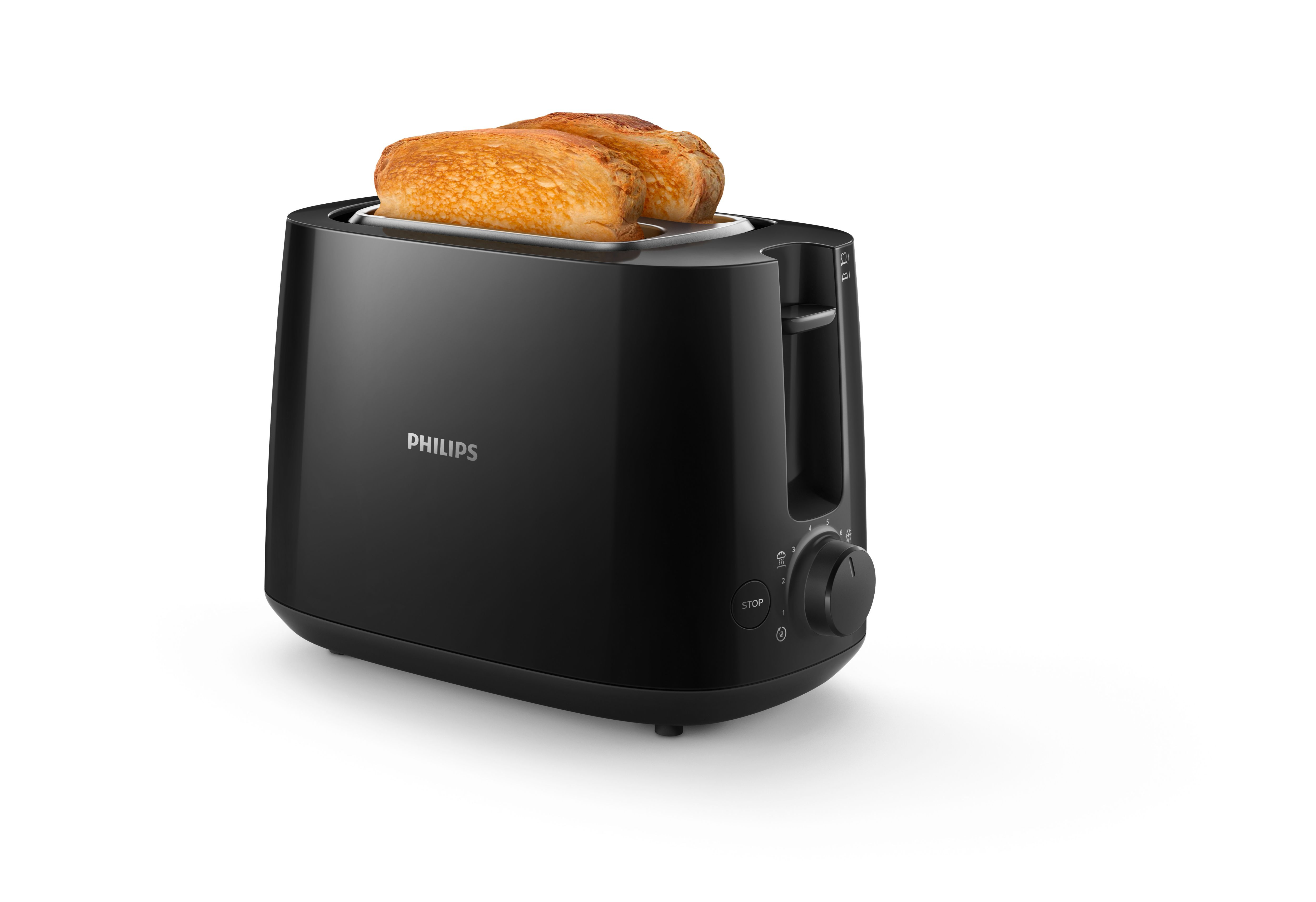 PHILIPS Philiips HD2581/90 Toaster, 2-Schlitz, 830W, 8 Stufen, inkl. integriertem Brötchenaufsatz, F