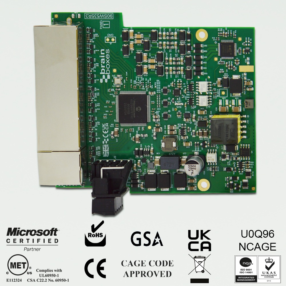 Brainboxes Embedded Industrial 5 Port PoE+ Gigabit Ethernet Switch – image 2