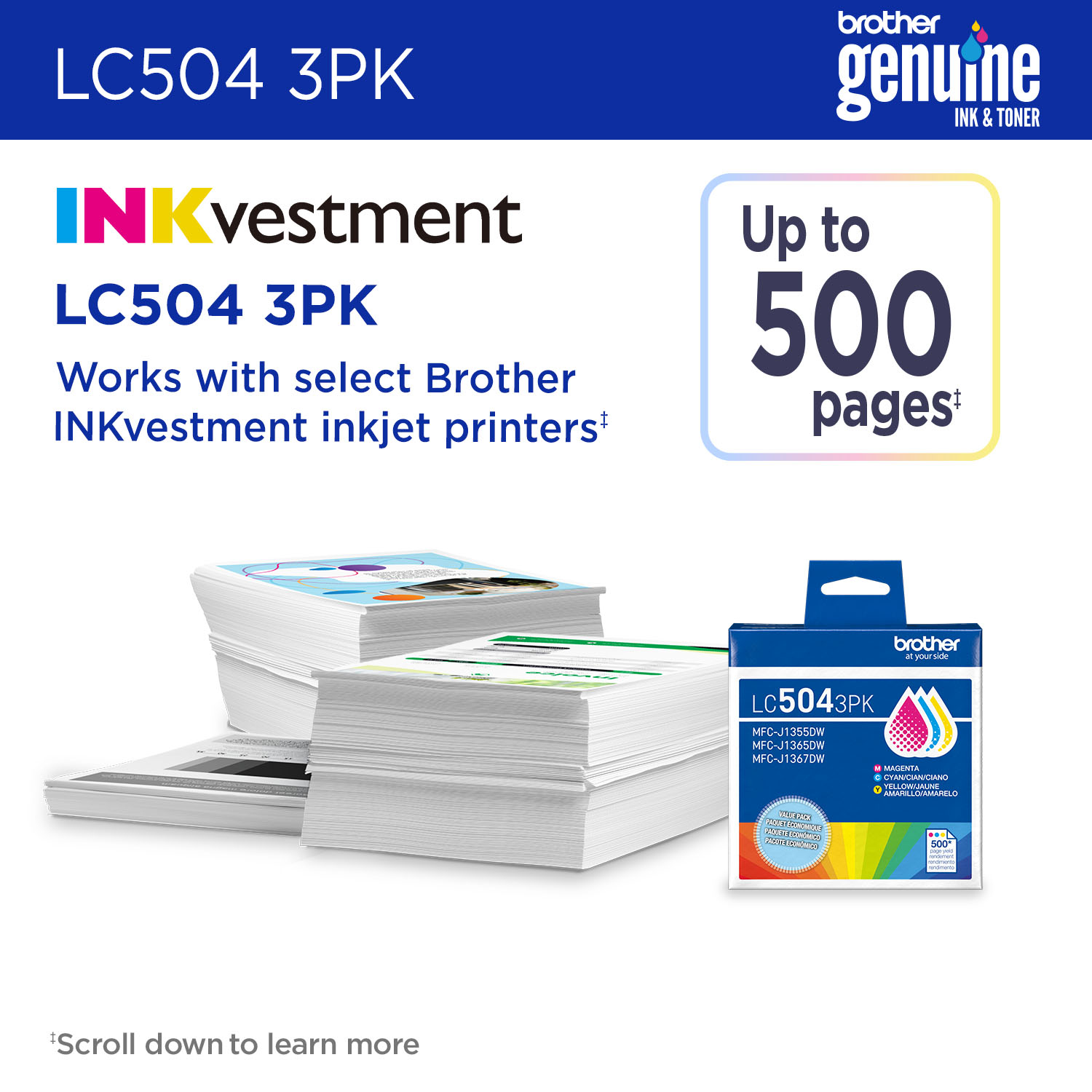 Brother LC5043PKS ink cartridge 3 pc(s) Original Standard Yield Cyan, Magenta, Yellow – image 2