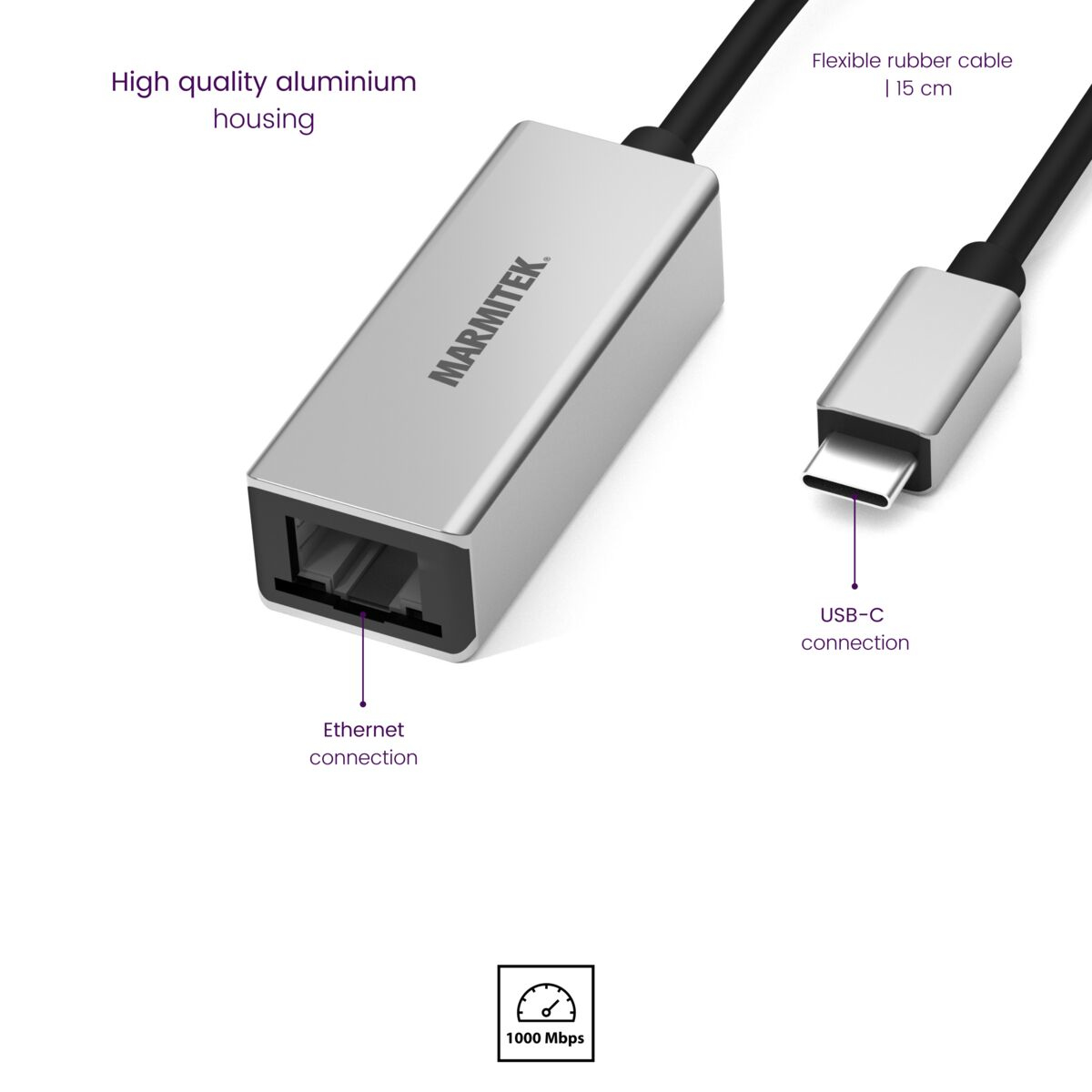 Marmitek Connect USB C to Ethernet - USB-C to Ethernet adapter – image 5