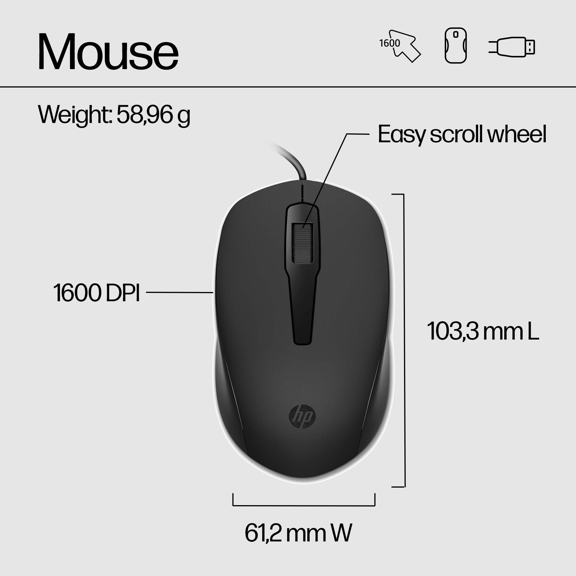 HP 150 Wired Mouse and Keyboard Combination – image 4