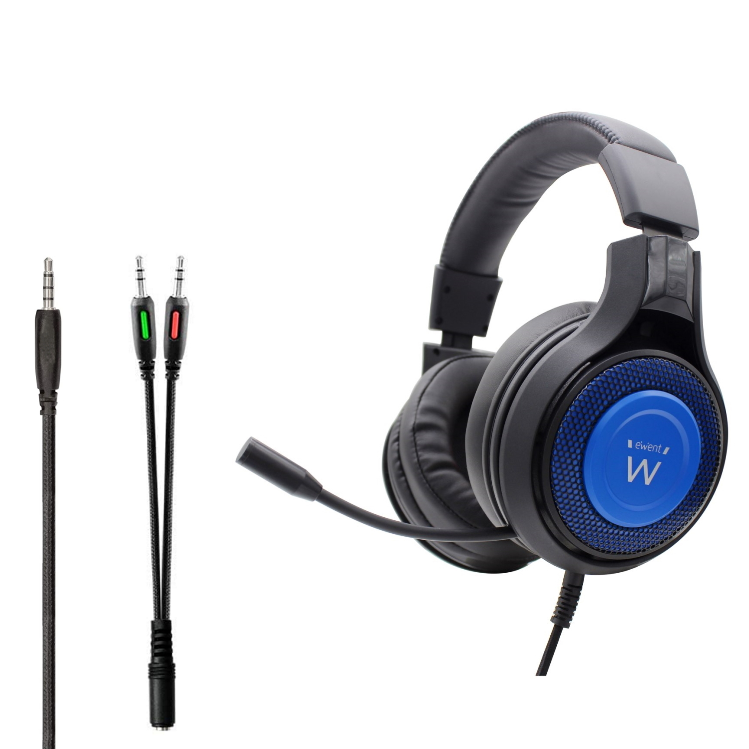 Ewent PL3322 headphones/headset Wired Neck-band Gaming Black, Blue – image 3