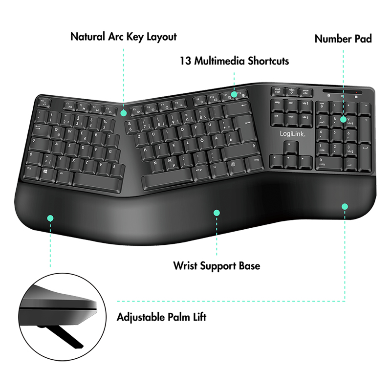 LogiLink ID0211 keyboard Mouse included Universal RF Wireless QWERTZ German Black – image 2