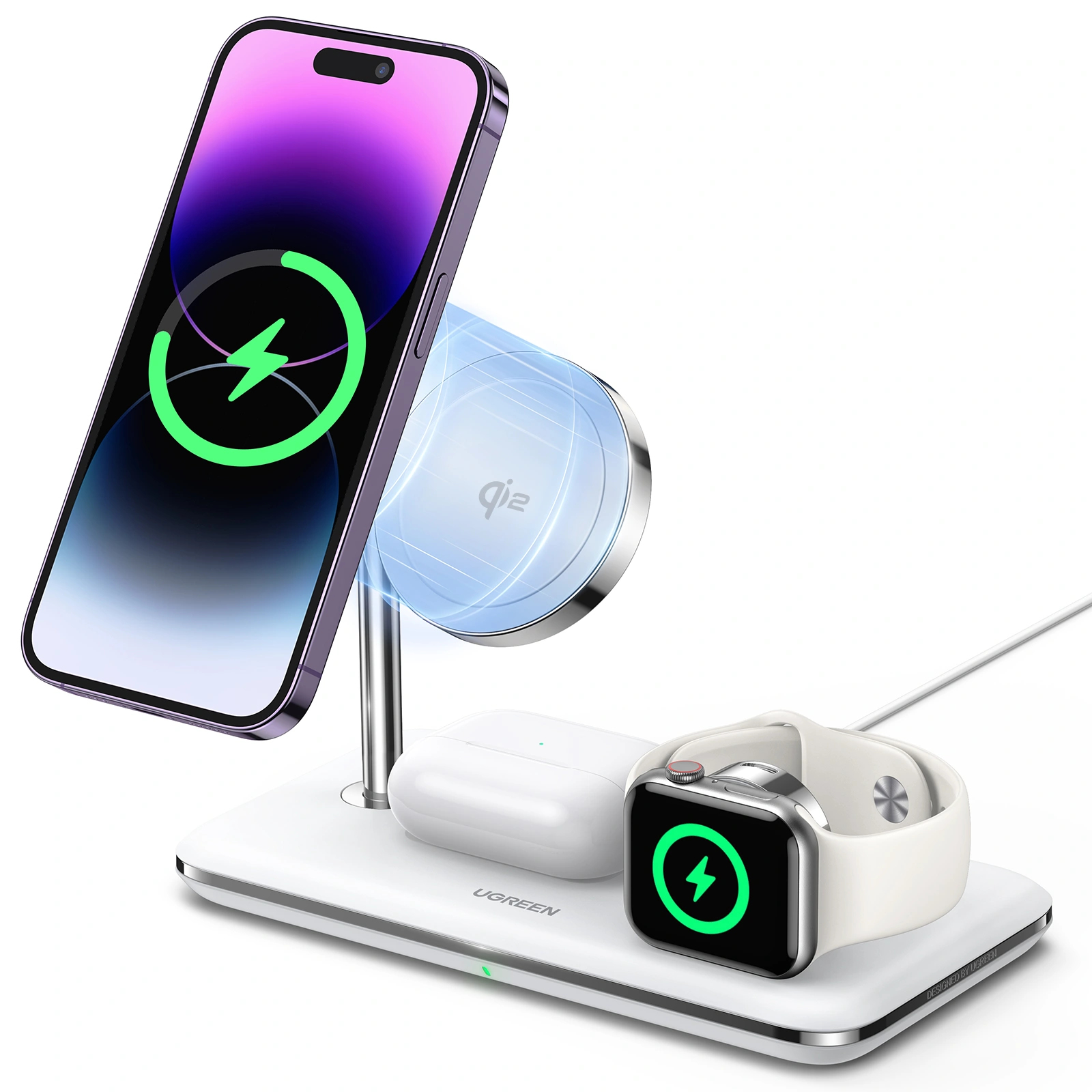 Ugreen CD278 Headphones, Smartphone, Smartwatch White AC Wireless charging Fast charging Indoor – image 2