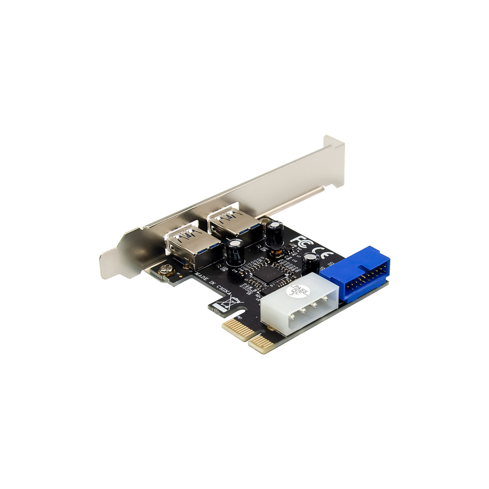 InLine 2+2ports USB 3.2 Gen.1 host controller, PCIe, w/SATA power + LP bracket – image 7