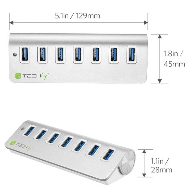 Techly Hub USB 3.0 Super Speed ​​7 Ports A Female Aluminum IUSB3-TLY730 – image 5