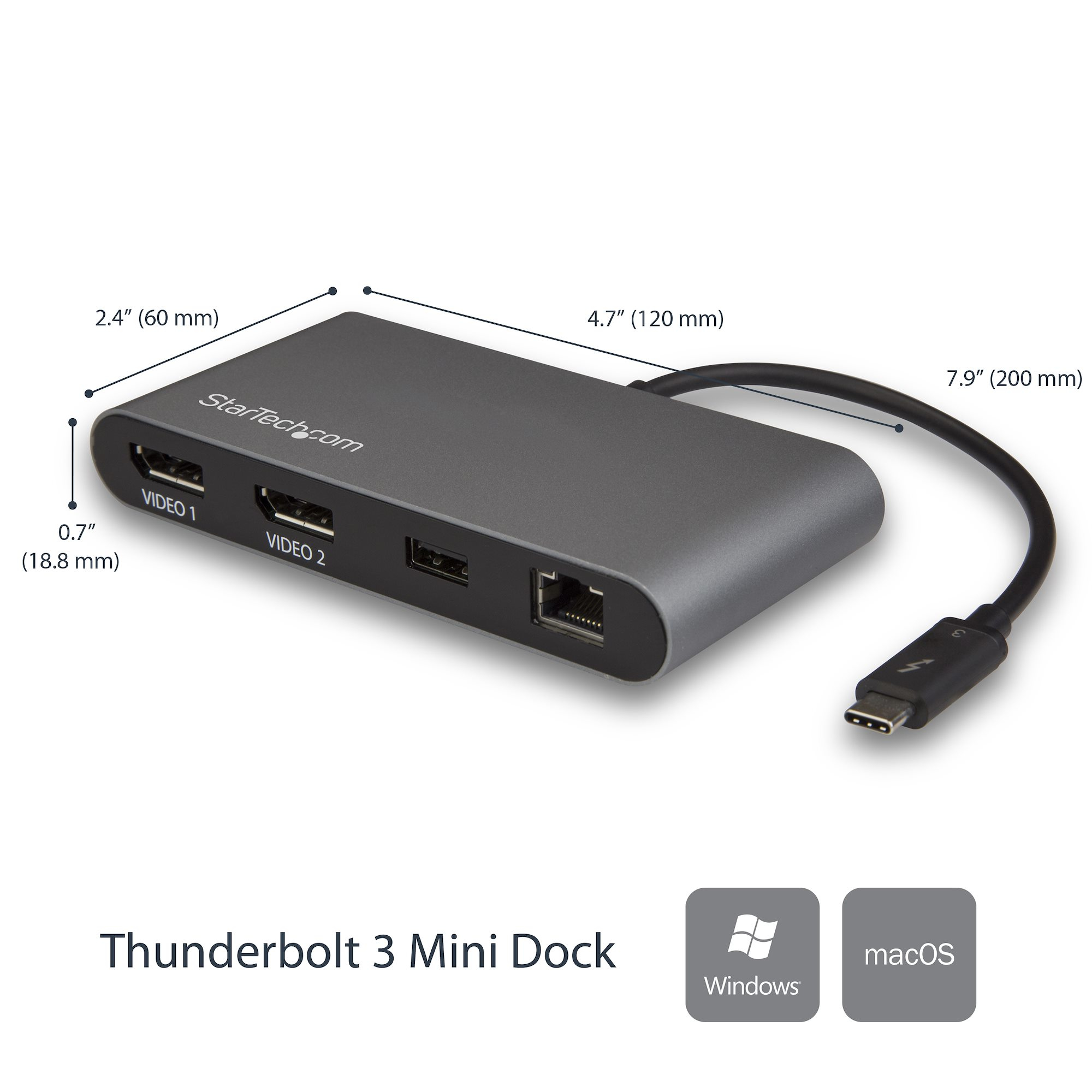 StarTech.com Dual 4K Monitor Mini Thunderbolt 3 Dock with DisplayPort - Mac & Windows Docking Station - Discontinued, Limited Stock, & Replaced by TB3DKM2DPL (T – image 8