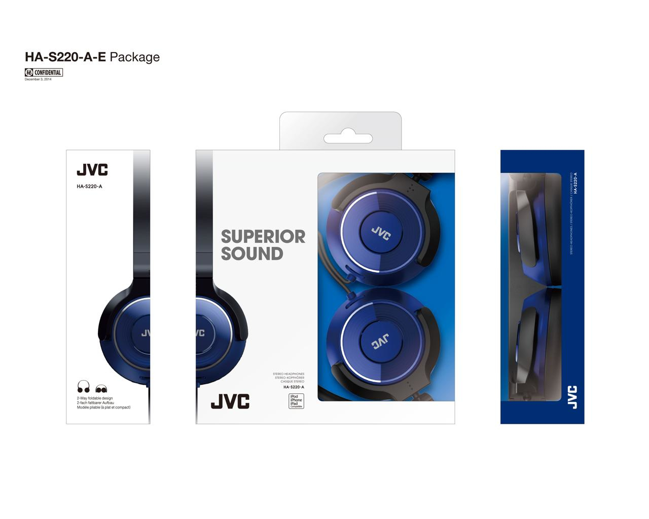JVC HA-S220-A-E Headset Wired Head-band Music Black, Blue – image 2