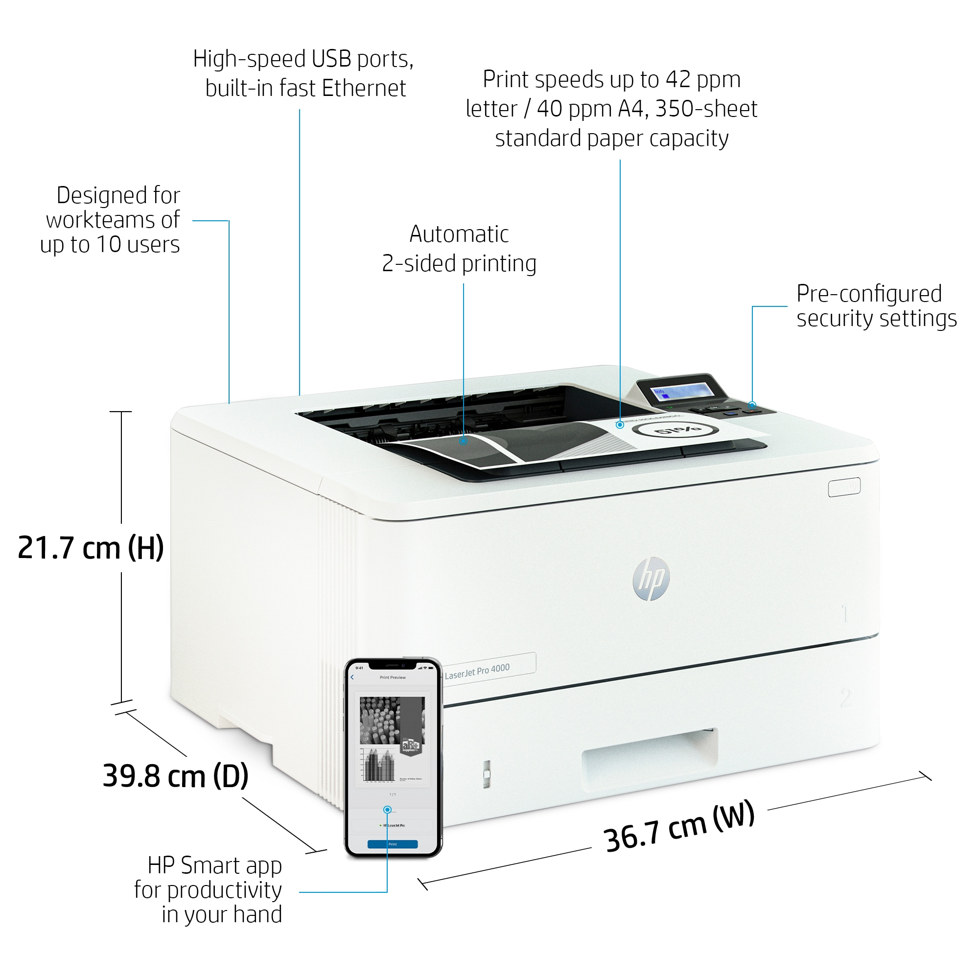 HP LaserJet Pro 4002dne Printer – image 9