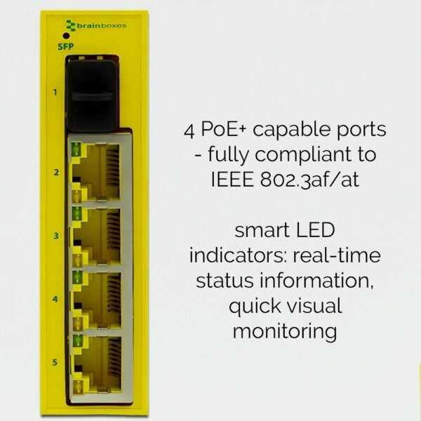 Brainboxes Industrial SFP + 4 Port PoE+ Gigabit Ethernet Switch – image 4