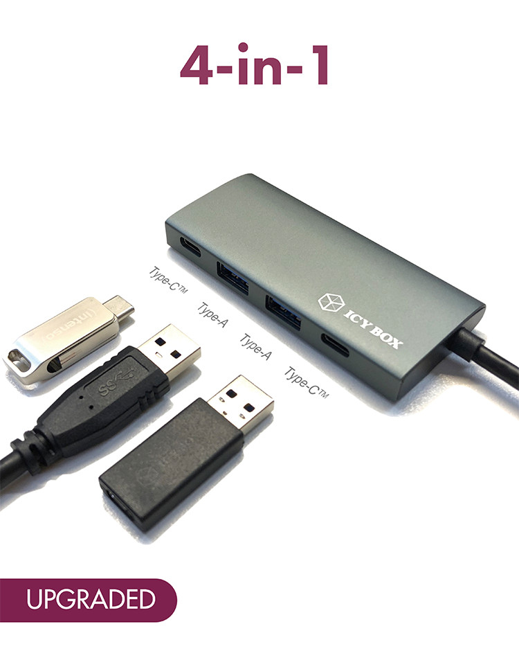 ICY BOX IB-HUB1428-C31 USB 3.2 Gen 2 (3.1 Gen 2) Type-C 10000 Mbit/s Anthracite, Black – image 6