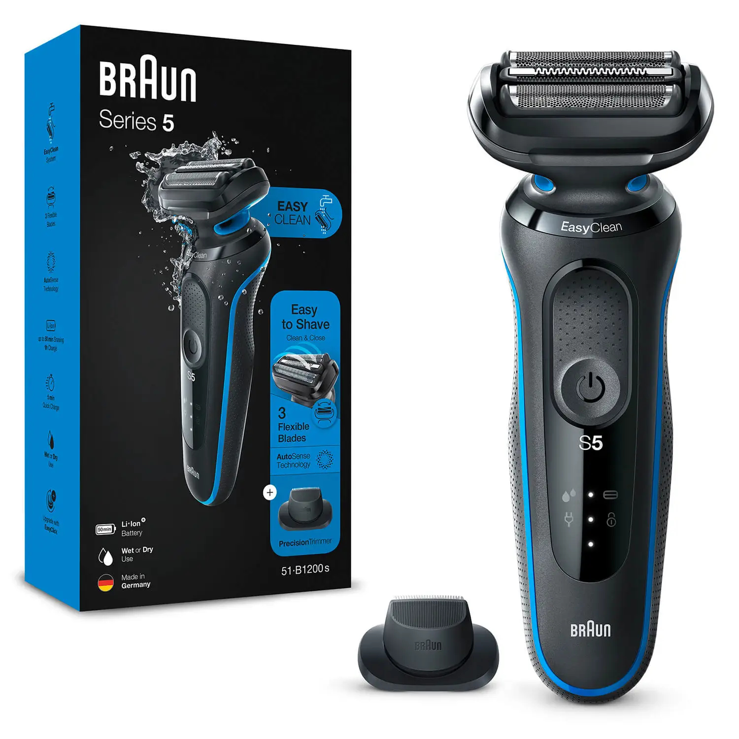 Braun Series 5 51-B1200S Foil shaver Trimmer Blue – image 2