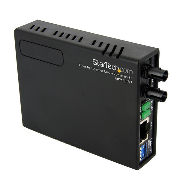 StarTech.com Multi-Mode (MM) ST Fiber Media Converter for 10/100Mbps Networks, Standalone Ethernet to ST MM Fiber Media Converter, 1310nm, 2km - TAA – image 1