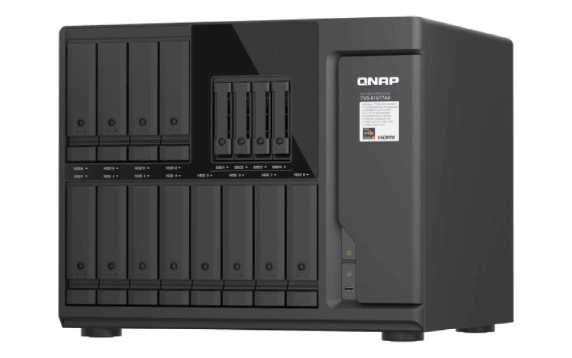 QNAP TVS-H1677AX-R5-16G serveur de stockage NAS Tower AMD Ryzen™ 5 16 Go DDR5 0 To QuTS hero Noir