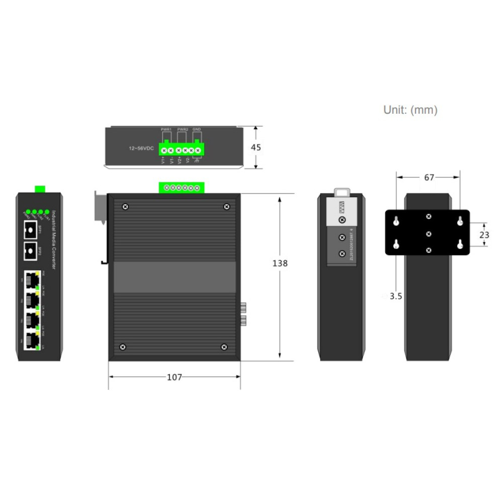 Techly I-SWHUB-IND1204 network switch Fast Ethernet (10/100) Black – image 9