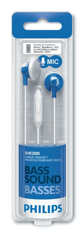 Philips SHE2005BL/28 headphones/headset Wired In-ear Blue, White – image 2
