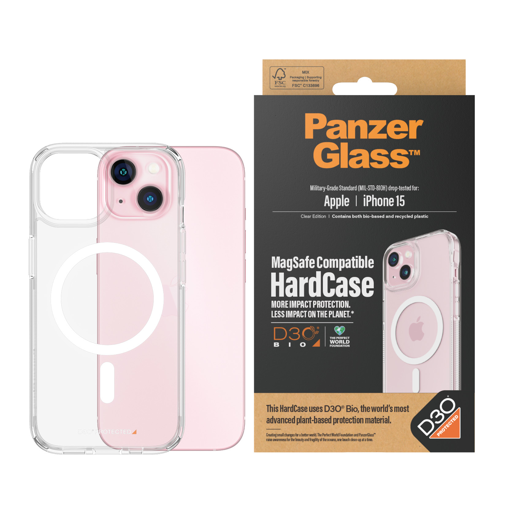 PanzerGlass® HardCase Transparent w. White MagSafe & D3O® iPhone 15 – image 2