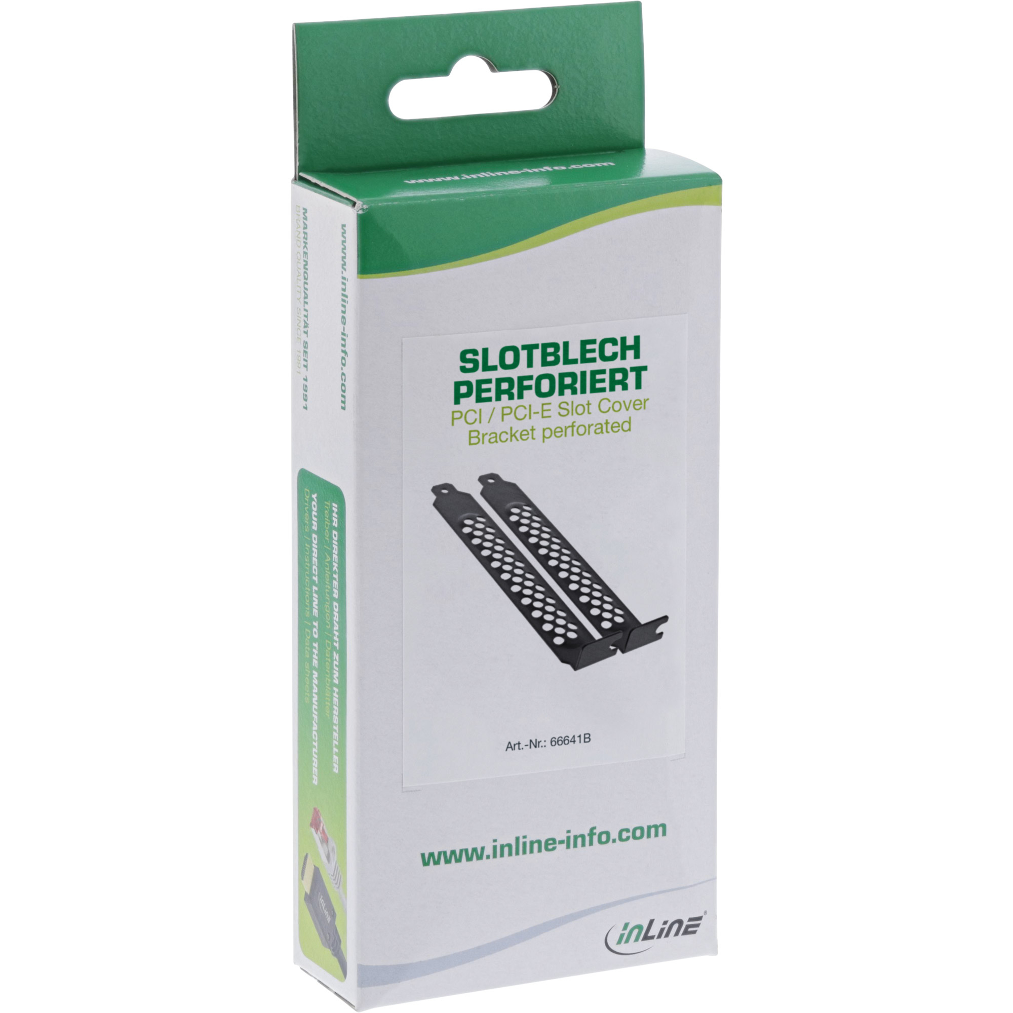 InLine PCI / PCI-E Slot Cover Bracket perforated 2pcs. Set black – image 2