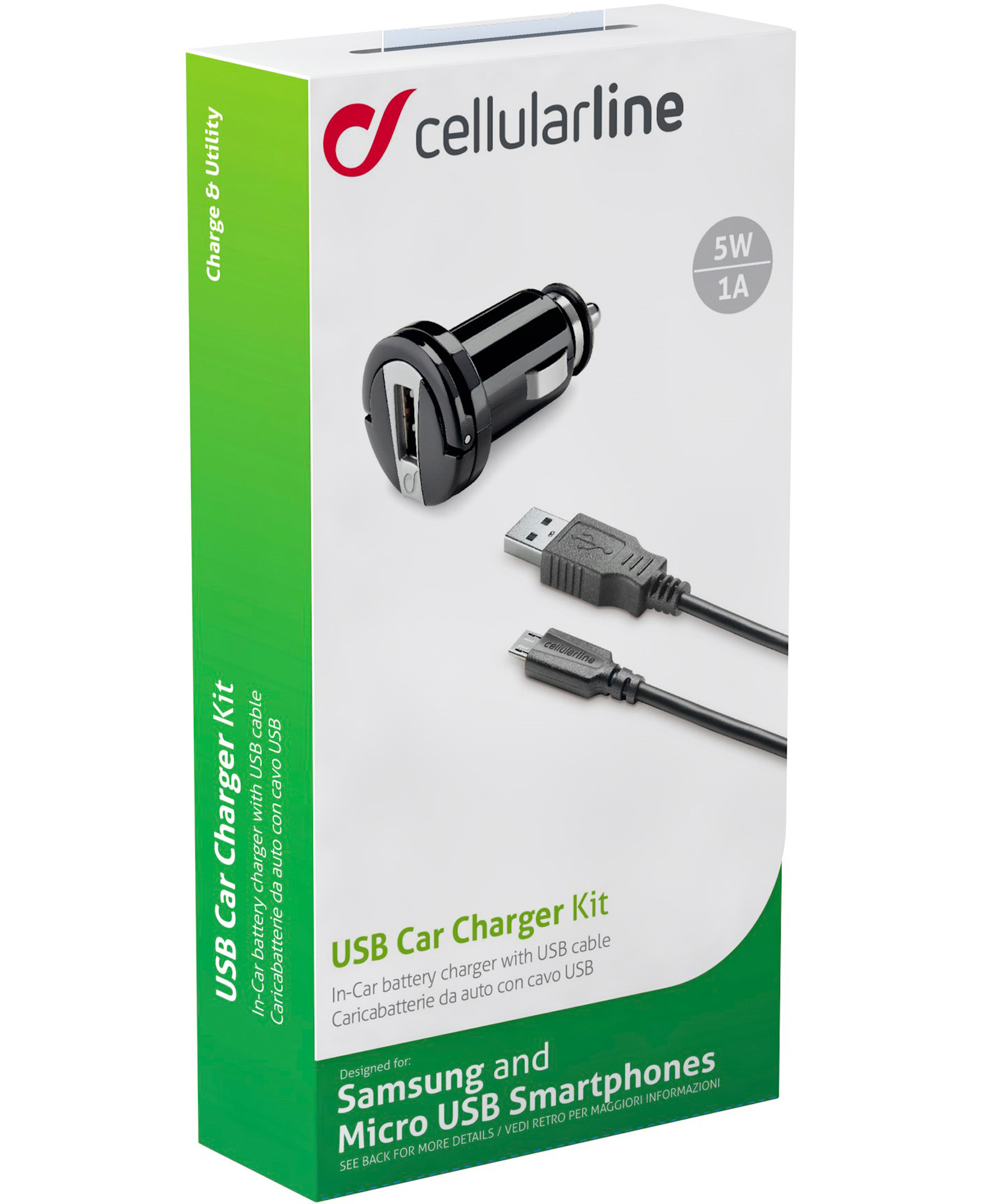 Cellularline USB Car Charger Kit 1A - Micro USB - Huawei, Xiaomi, Wiko, Asus and other smartphone – image 3
