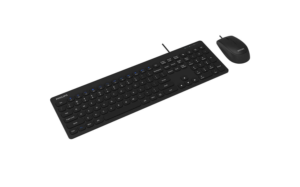 Philips 2000 series SPT6217B/93 keyboard Mouse included Universal USB QWERTY English Black – image 3