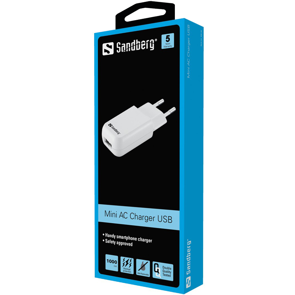 Sandberg Mini AC charger USB 1A EU – image 2