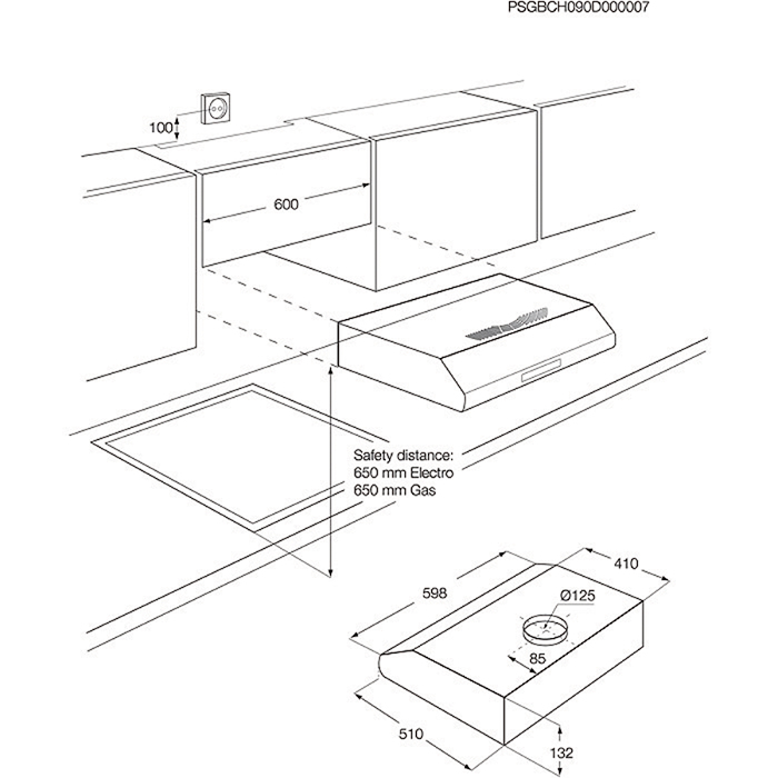 Electrolux EFT635X cooker hood Built-under Stainless steel 225 m³/h – image 2