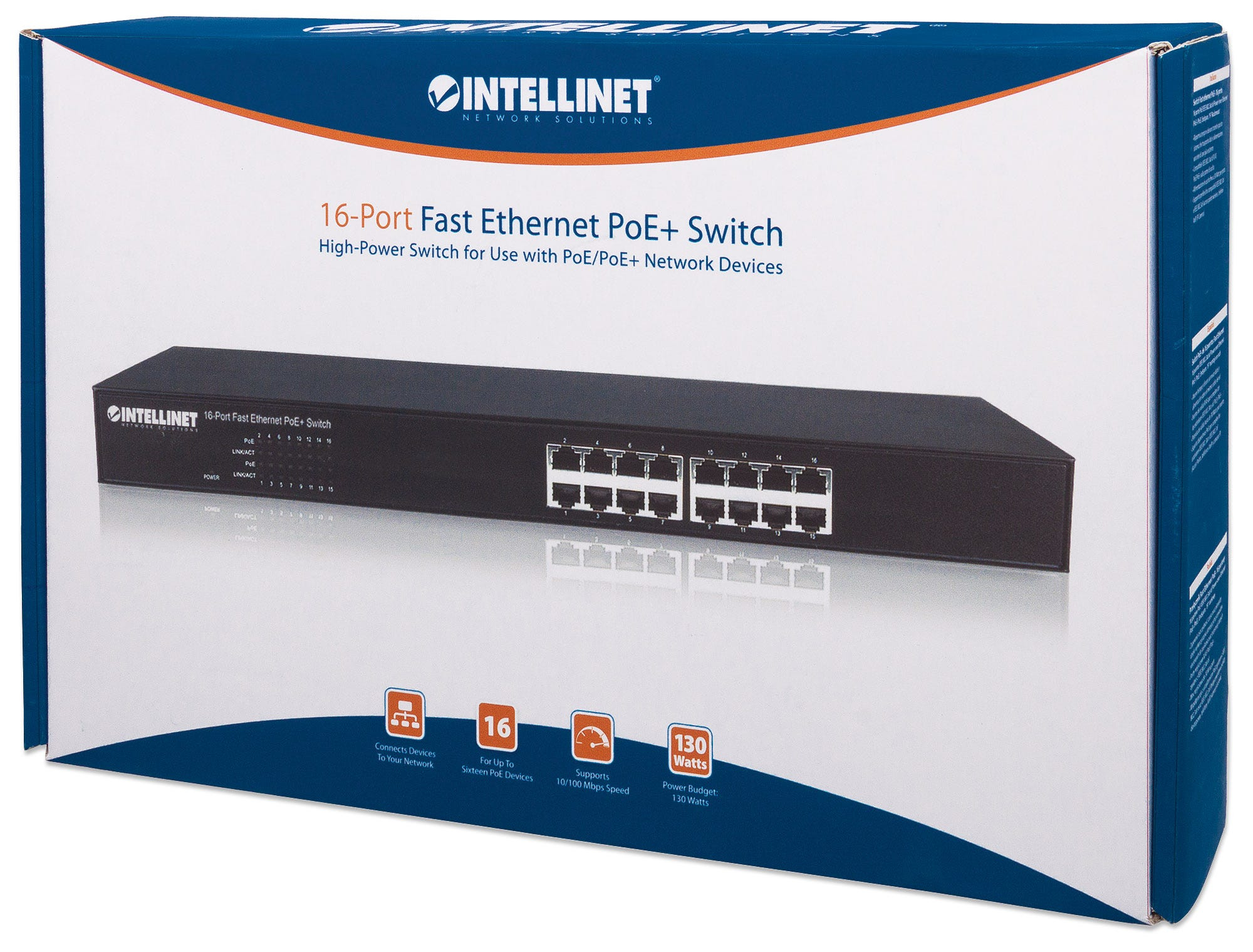 Intellinet 16-Port Fast Ethernet PoE+ Switch, 16 x PoE IEEE 802.3at/af Power-over-Ethernet (PoE+/PoE) ports, Endspan – image 5