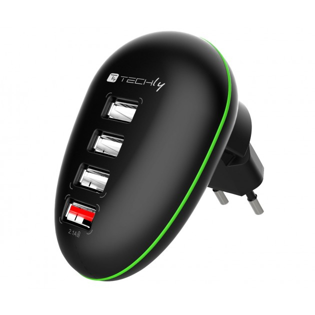 Techly 4-port USB Power Adapter 2.5A Smartphone / Tablet Black IPW-USB-4PBK – image 1