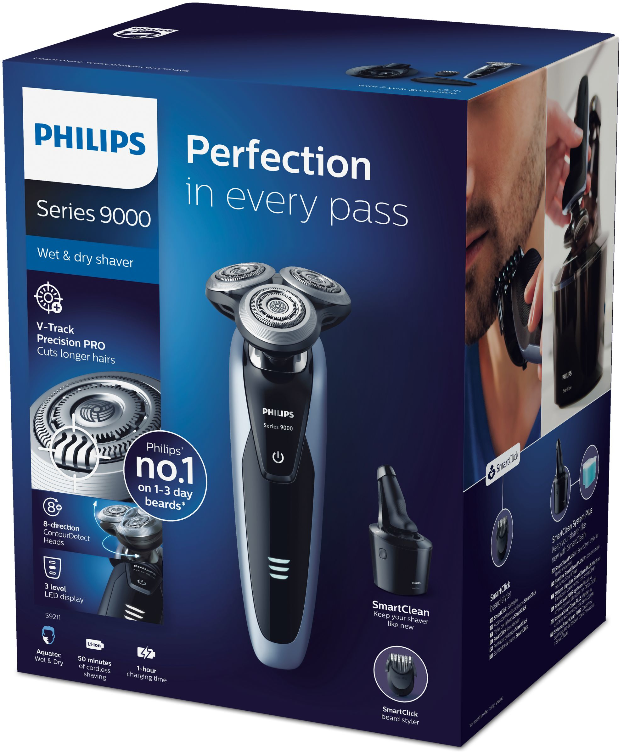 Philips SHAVER Series 9000 S9211/31 men's shaver Rotation shaver Trimmer Black, Metallic – image 2
