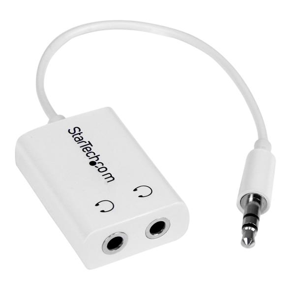 StarTech.com White Slim Mini Jack Headphone Splitter Cable Adapter