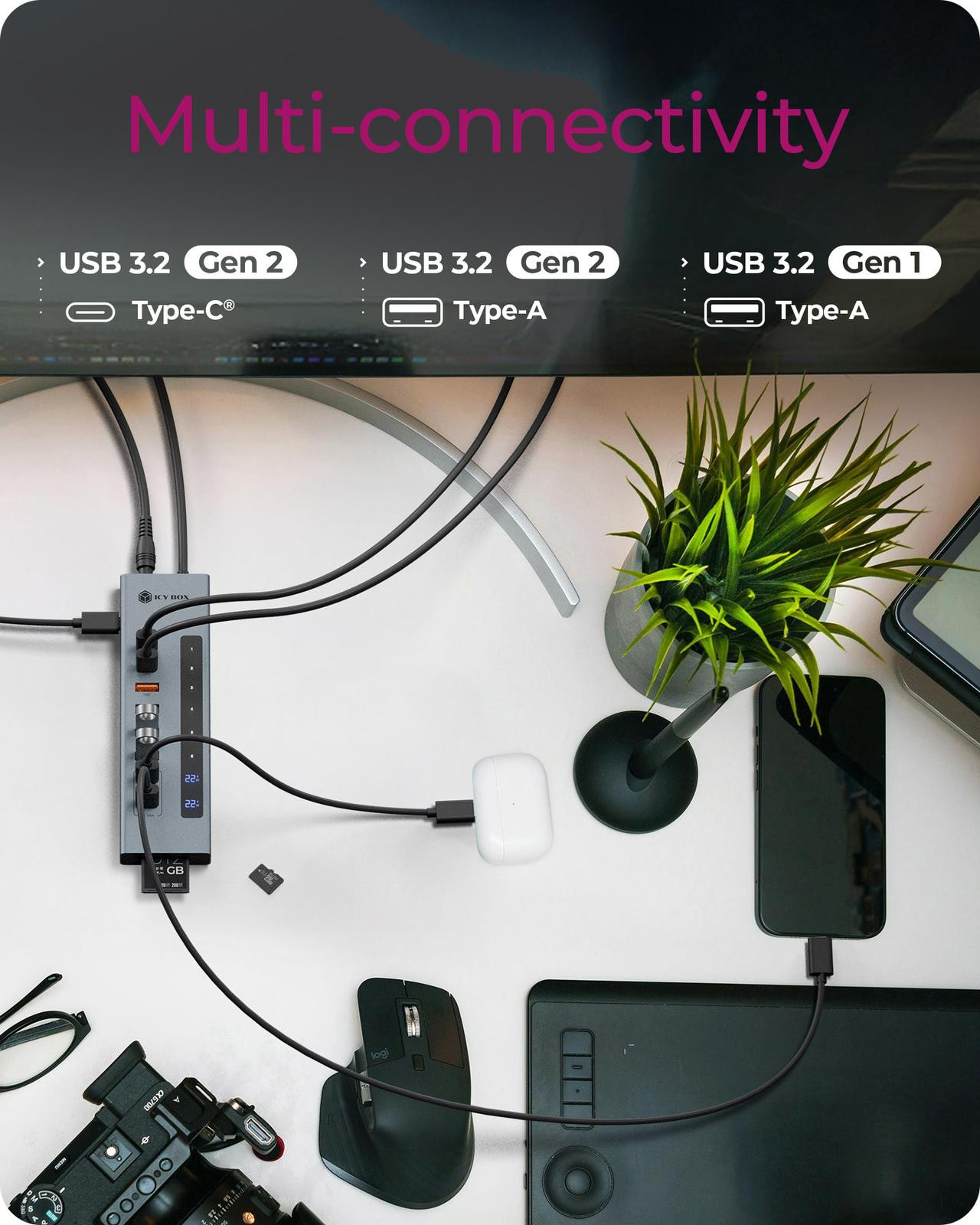 ICY BOX 11-in-1 USB Type-C hub with card reader and PD – image 4