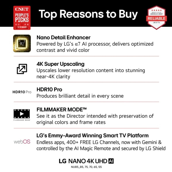 LG NANO 4K UHD AI 98NU850BPUB TV 2.49 m (98") 4K Ultra HD Smart TV Wi-Fi Black – image 5