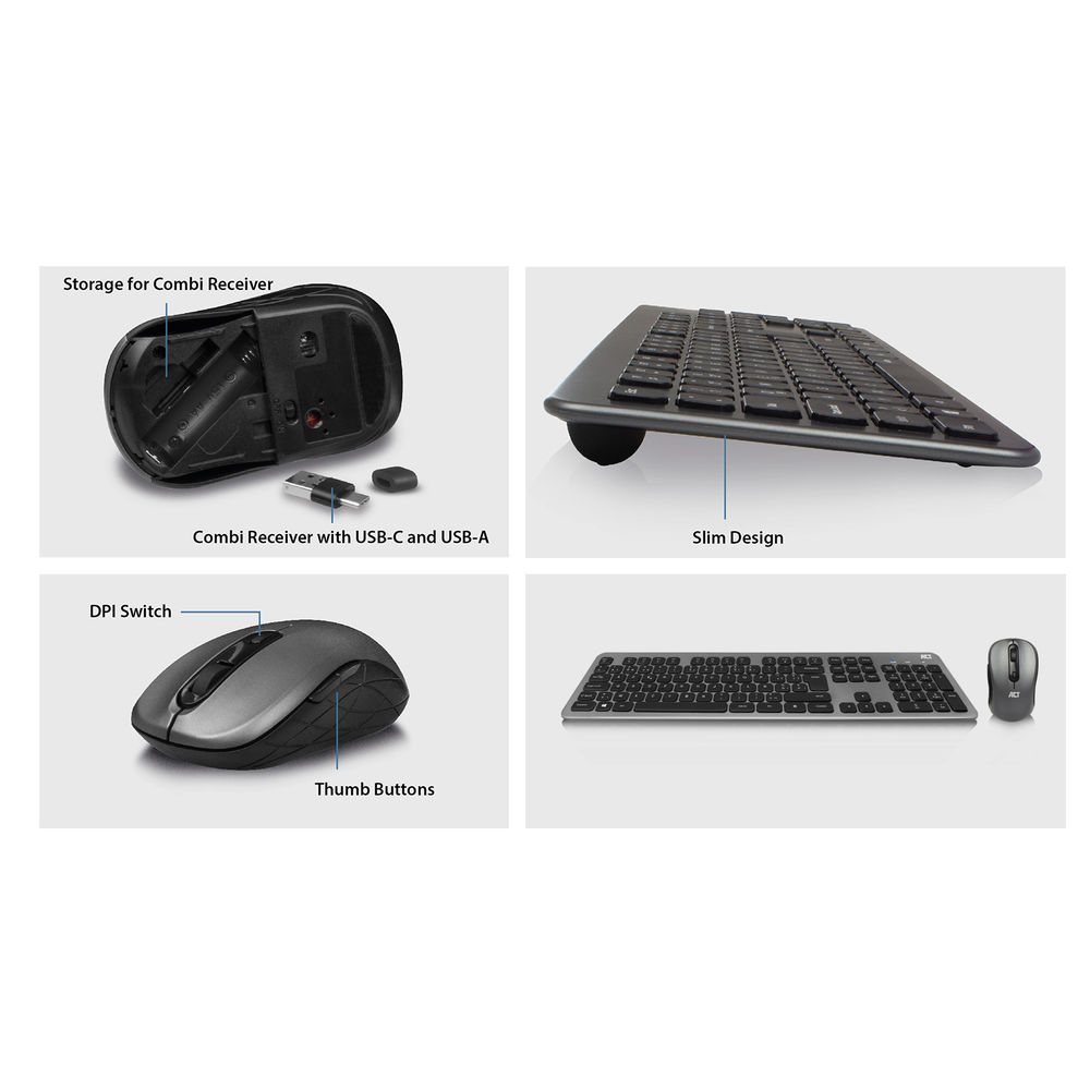 ACT AC5715 keyboard Mouse included Universal RF Wireless AZERTY Belgian Black – image 5