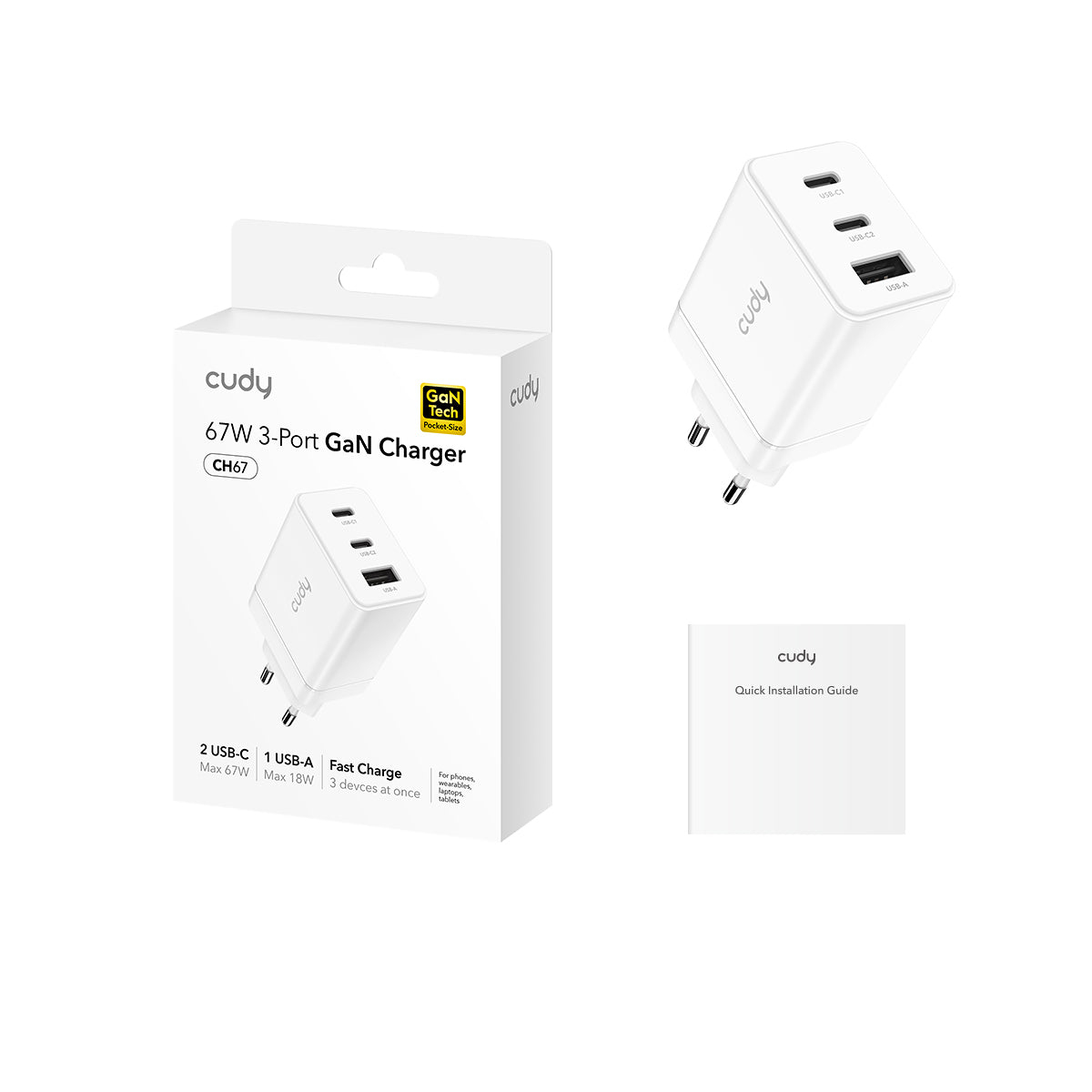 Cudy 67W 3-Port GaN Charger, CH67 1.0 – image 2