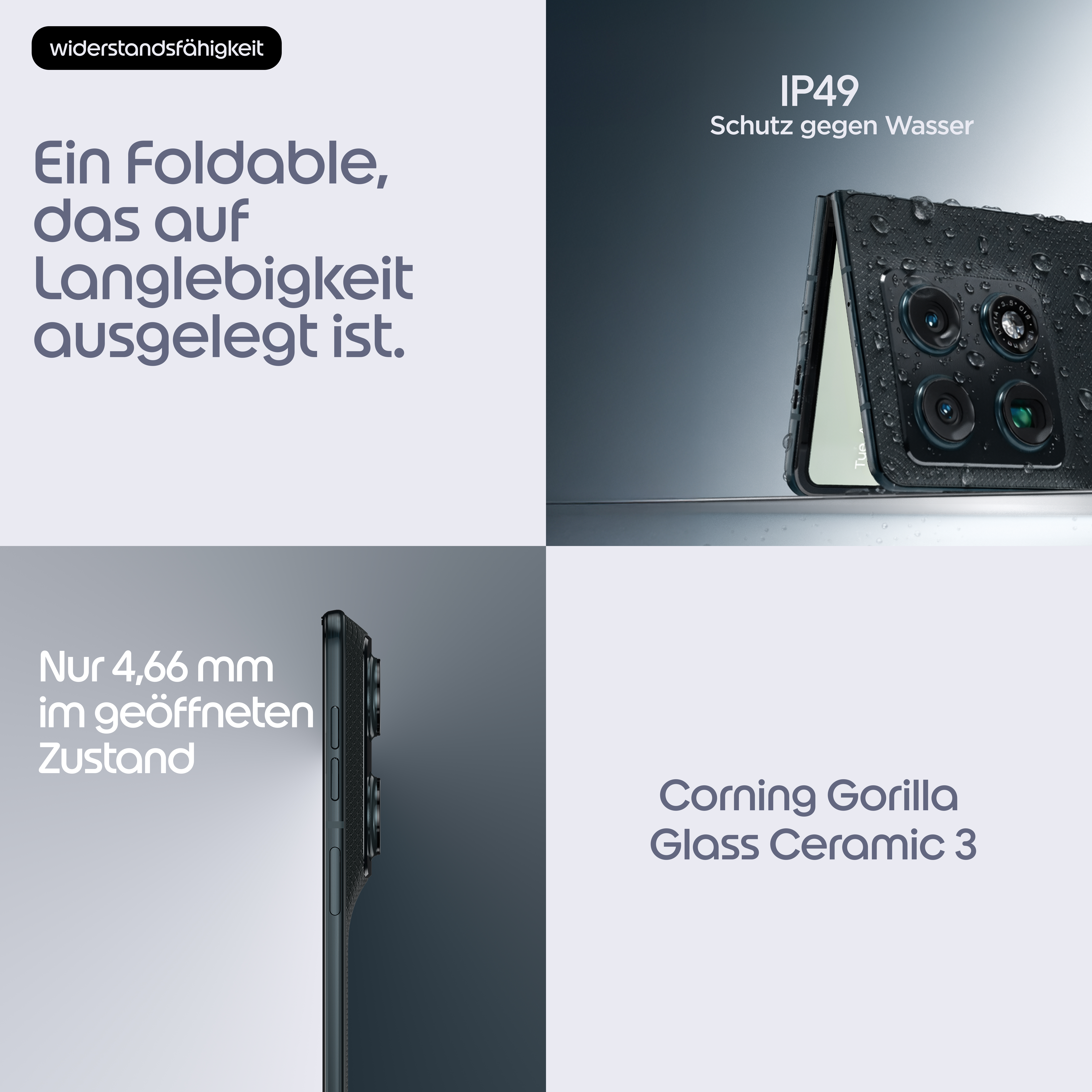 Motorola Razr Fold 5G Dual-SIM Smartphone 16 GB RAM 512 GB 8.09" Android 16 Schwarz, PANTONE Blackened Blue