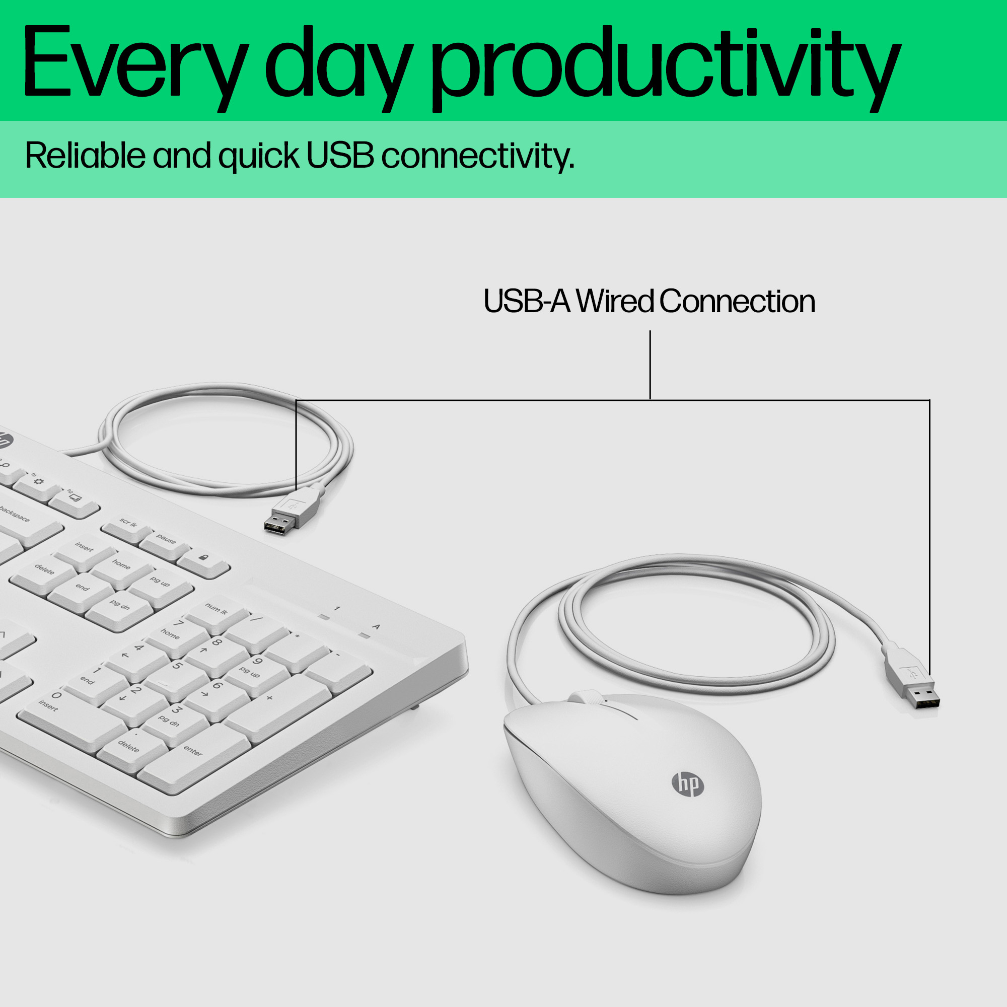 HP 225 Wired Mouse and Keyboard Combo White – image 6