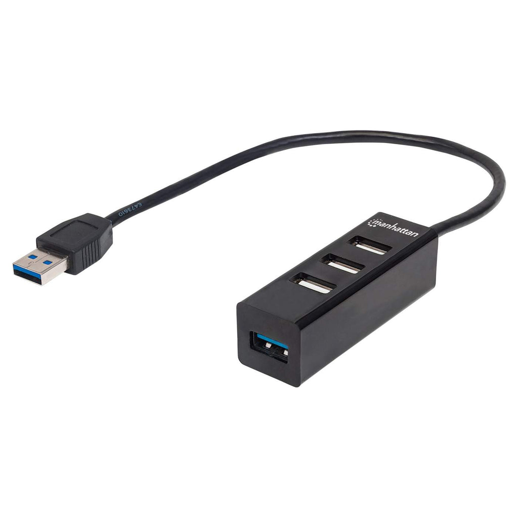 Manhattan USB-A 4-Port Hub, 4x USB-A Ports (1x 5 Gbps USB 3.2 Gen1 aka USB 3.0