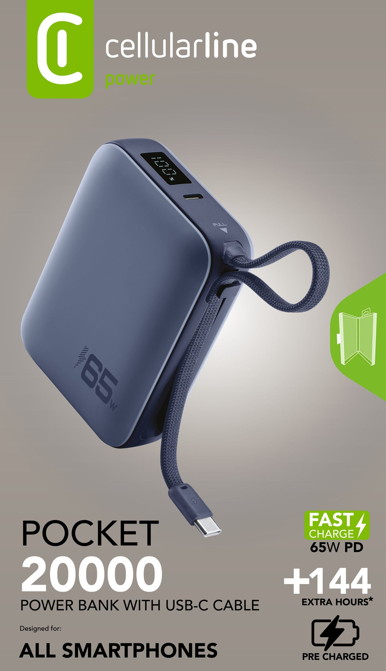 Cellularline POCKET POWER BANK 20000 mAh 65W USB-C PORT BLUE – image 8