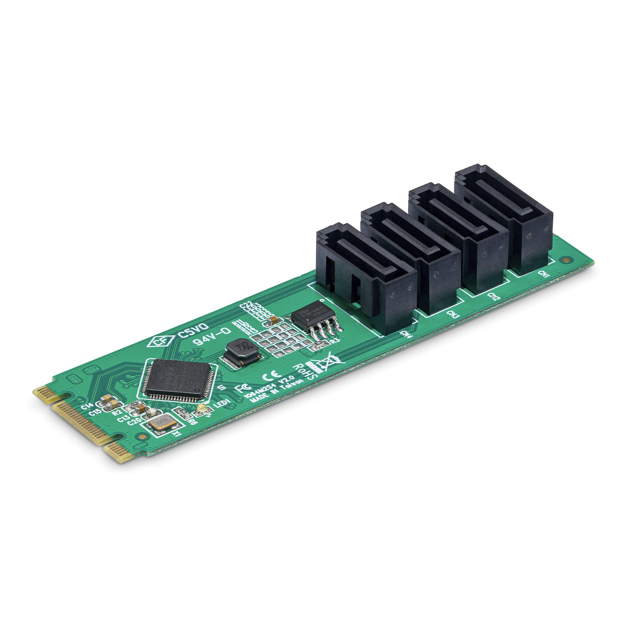 StarTech.com Scheda adattatore da M.2 a SATA a 4 porte scheda di espansione da M.2 PCIe 3.0 a SATA HDD/SSD chipset ASM1064 M.2