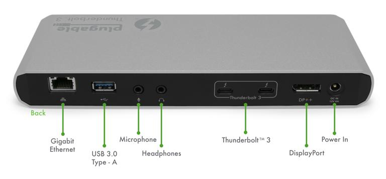 Plugable Technologies TBT3-UD1-83 laptop dock/port replicator Docking Thunderbolt 3 Black, Grey – image 5