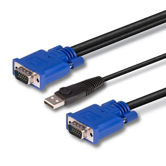 Lindy 32186 Tastatur/Video/Maus (KVM)-Kabel Schwarz, Blau 2 m